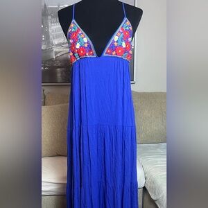 Forever 21 Boho Blue Midi/Maxi Dress Sz M